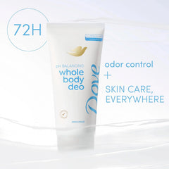 Dove Whole Body Deodorant Aluminum Free pH Balancing Cream Deodorant Unscented for 72h Odor Control 2.5 oz