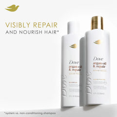Dove Shampoo Argan Oil & Repair for Fine Hair with Bio-Protein Care Technology and Argan Oil Blend 12 Fl Oz,(Pack of 2)