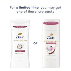 Dove Advanced Care Antiperspirant Caring Coconut, Deodorant Stick for Women, for 48 Hour Protection And Soft And Comfortable Underarms, 2.6 oz (Pack of 12)