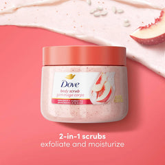 Dove White Peach & Crushed Rice Body Scrub Exfoliates and Deeply Nourishes for Smooth, Radiant Skin 15 oz