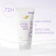Dove Whole Body Deo Aluminum Free pH Balancing Cream Deodorant Coconut & Vanilla for 72h Odor Control 2.5 oz