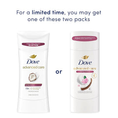 Dove Advanced Care Antiperspirant Deodorant Stick Caring Coconut 4 ct for helping your skin barrier repair after shaving 72-hour odor control and sweat protection with Pro-Ceramide Technology 2.6 oz