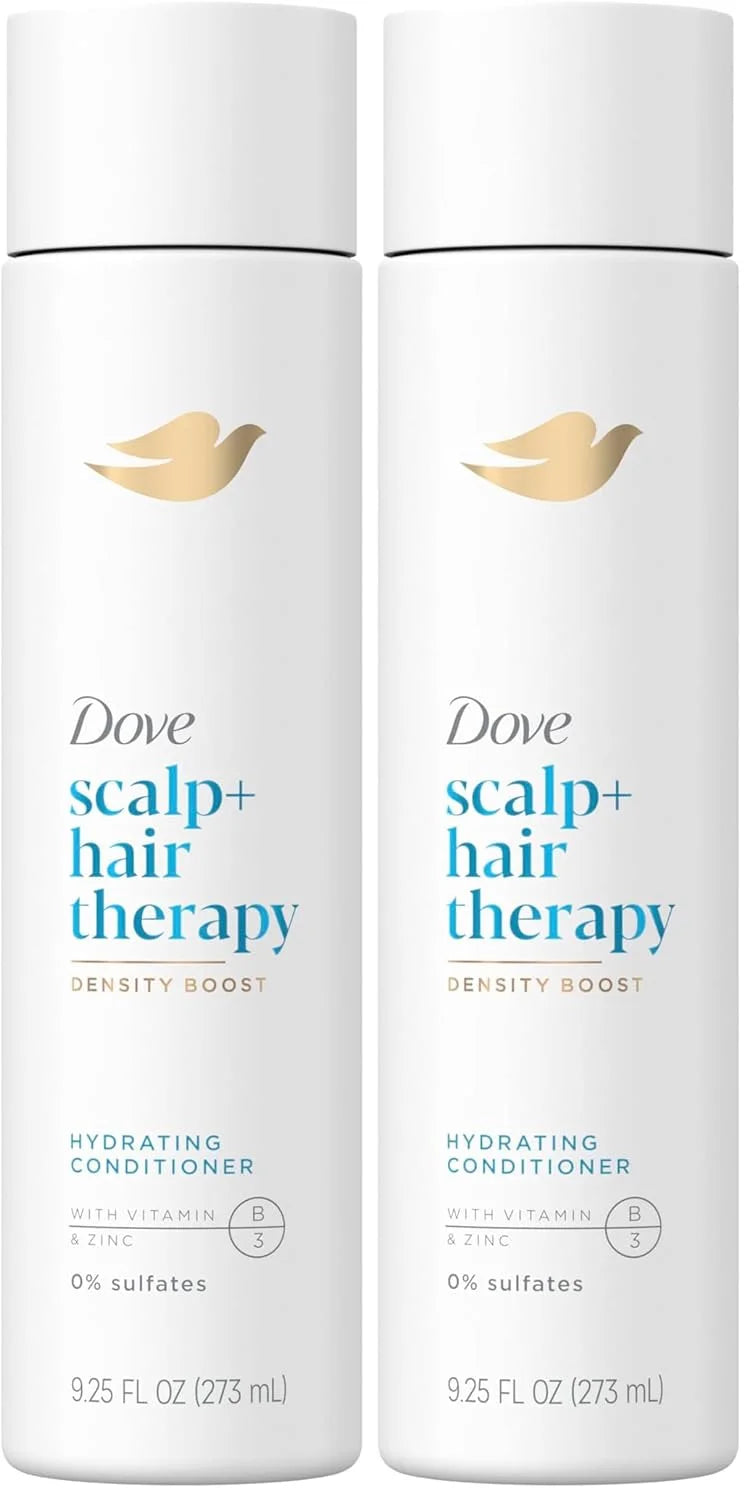 Dove Density Boost Hydrating Conditioner Scalp Therapy for Dry Hair,with Vitamin B3,Zinc and 0% Sulfates,9.25 oz,(Pack of 2)