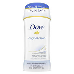 Dove Antiperspirant Deodorant 24-hour Sweat Protection Original Clean Deodorant for Women 2.6 oz, 2 Count