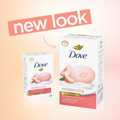 Dove Rebalancing Beauty Bar Soap 6 Count, White Peach & Rice Milk, 3.75 oz I Plant-based beauty bar with white peach and rice milk for soft, moisturized skin