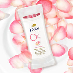 Dove 0% Aluminum Deodorant Stick Non irritating for Underarm Care Rose Petals Kindest, 2.6 Oz