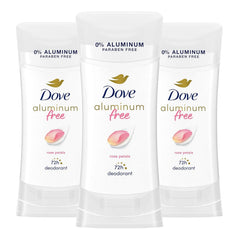 Dove Aluminum Free Deodorant for Women 3 Count Rose Petals 72 hour odor protection 2.6 oz