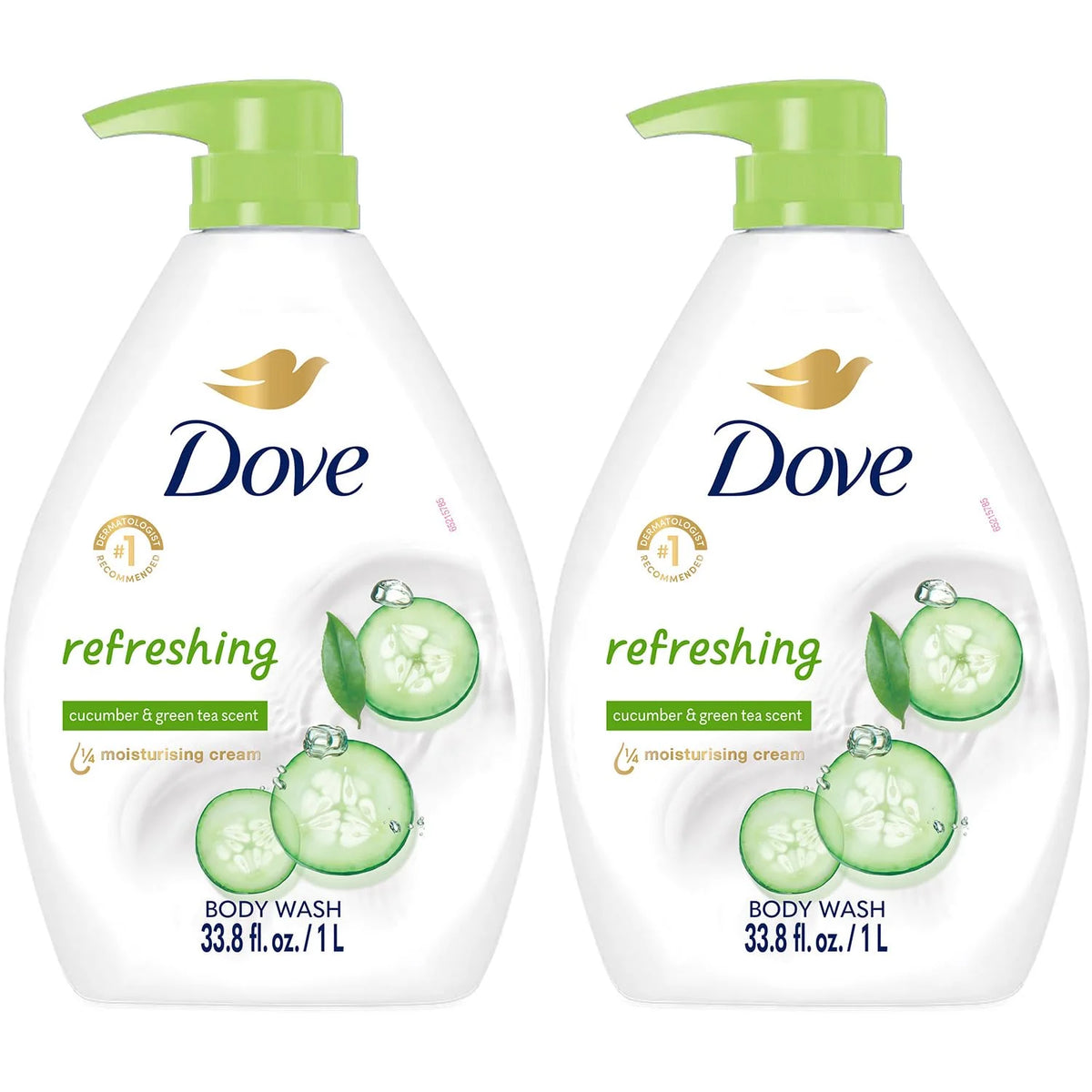 Dove Body Wash, Refreshing Cucumber & Green Tea, Value Size 2-Pack – Moisturizing Shower Soap Liquid for Softer, Smoother Skin