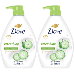 Dove Body Wash, Refreshing Cucumber & Green Tea, Value Size 2-Pack – Moisturizing Shower Soap Liquid for Softer, Smoother Skin