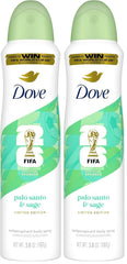 Dove Advanced Care Dry Spray Antiperspirant, Palo Santo & Sage, 72h Sweat & Odor Protection, Alcohol Free – FIFA World Cup Limited Edition, 3.8 oz (Pack of 2)