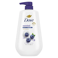Dove 24hr Lotion Body Wash Unwind Blueberry & Moon Milk, 30.6 oz | Moisturizing body wash with MicroMoisture and a calming scent