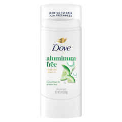 Dove Deodorant Stick for Women, Aluminum Free, 72H Odor Protection, Cucumber & Green Tea, 2.4 Oz