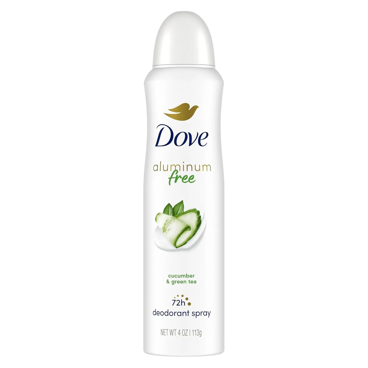 Dove Aluminum Free Deodorant Spray for Women Cucumber & Green Tea 72 hour odor protection 4 oz