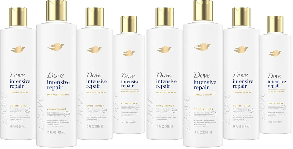 Dove Conditioner Intensive Repair for Damaged Hair Bio-Protein Care Technology and Amino Serum 12 oz,(Pack of 8)