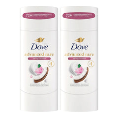 Dove Advanced Care Antiperspirant Caring Coconut, 2 Count Deodorant Stick for Women, for 48 Hour Protection And Soft And Comfortable Underarms, 2.6 oz