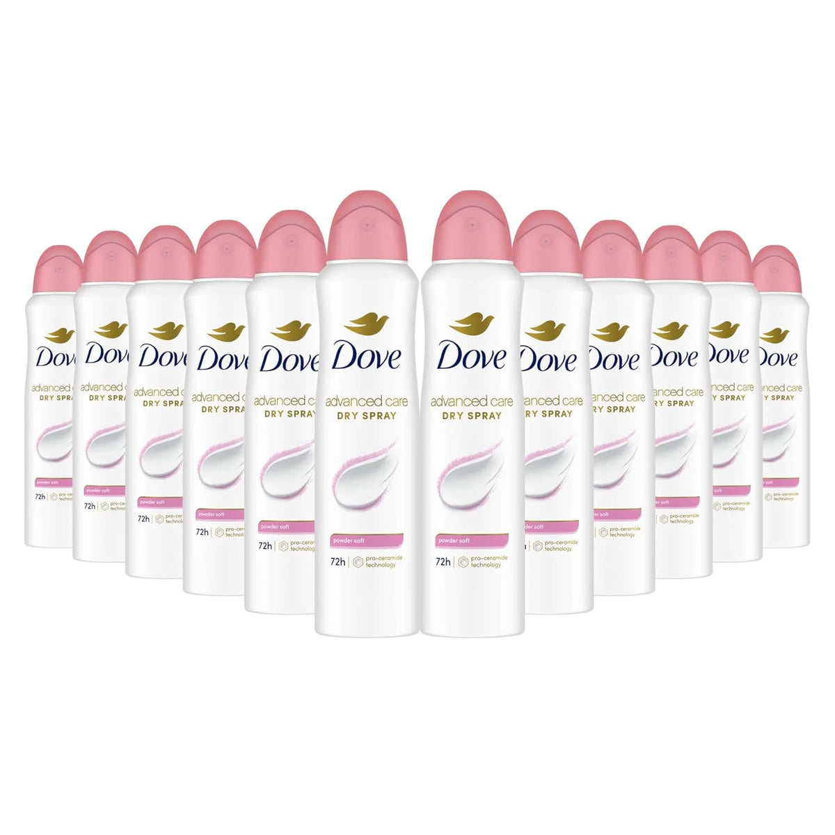 Dove Advanced Care Antiperspirant Deodorant Spray Powder Soft Pack of 12 to help skin barrier repair after shaving 72hour antiperspirant deodorant for soft underarms with boosted ceramide levels 3.8oz