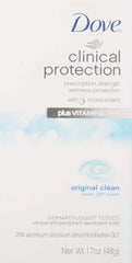 Dove Clinical Protection Antiperspirant/Deodorant, Original Clean, Stick, 1.7 Ounce (Pack of 2)
