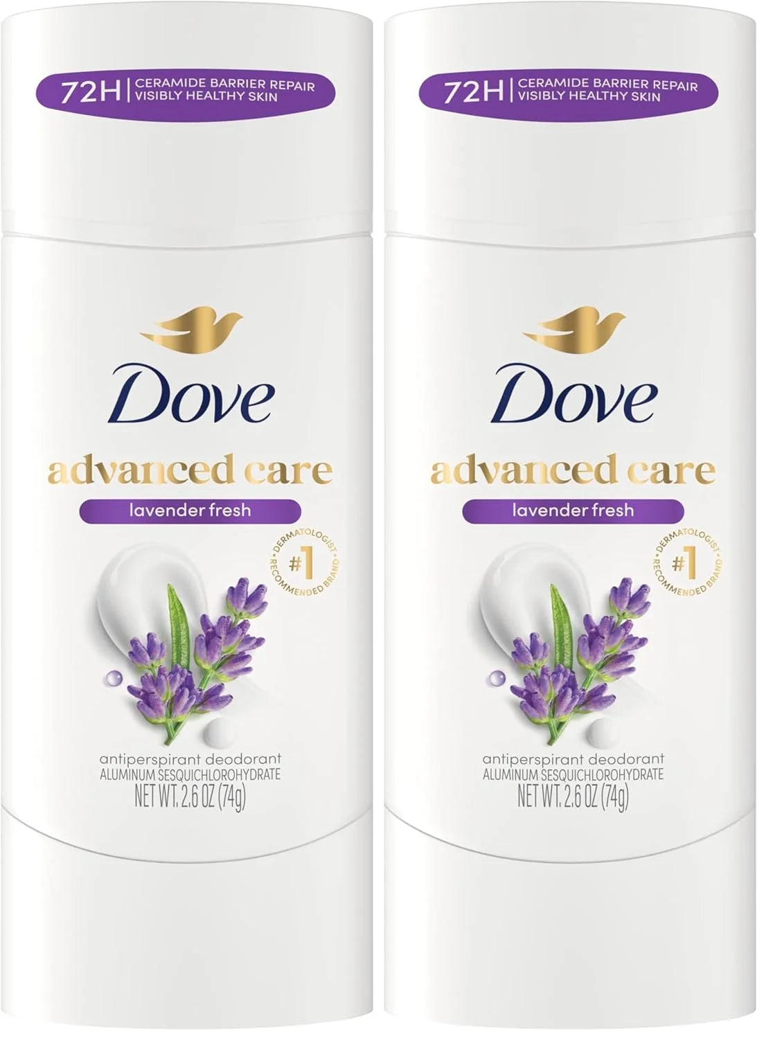 Dove Antiperspirant Deodorant Stick Lavender Fresh | 72 Hour Protection | Helps Repair Skin | 2.6 oz
