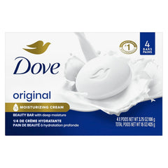 Dove Beauty Bar Gentle Skin Cleanser Moisturizing for Gentle Soft Skin Care Original Made With 1/4 Moisturizing Cream 3.75 oz, 4 Bars