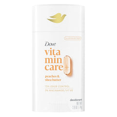 Dove VitaminCare+ Aluminum Free Deodorant Stick for 72H Odor Protection Peaches & Shea Butter Breathable Deodorant for Women 2.6 oz