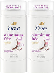 Dove Deodorant Stick for 72 Hour Odor Protection Coconut & Pink Jasmine Aluminum Free 2.4 oz (Pack of 2)