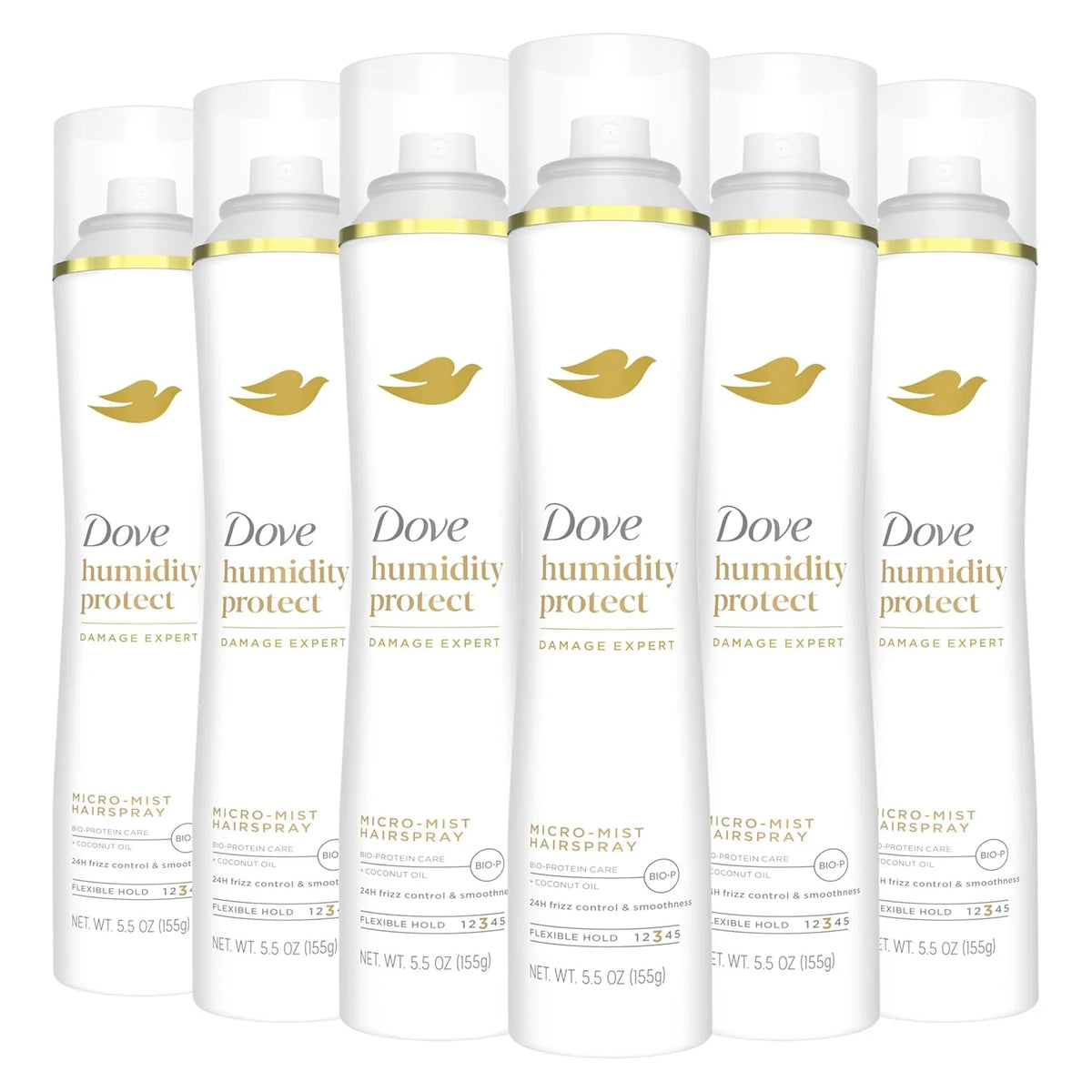 Dove Flexible Hold Hairspray 6 ct Protect Micro-Mist for Long-lasting Hold, Protection Against Humidity All-day Flexible Hold for 24H Frizz Control 5.5 oz