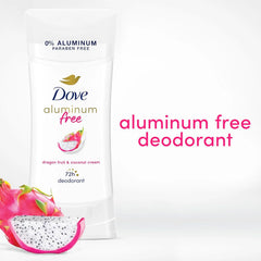 Dove Aluminum Free Deodorant for Women 3 Pack Dragon Fruit & Coconut Cream 72 hour odor protection 2.6oz