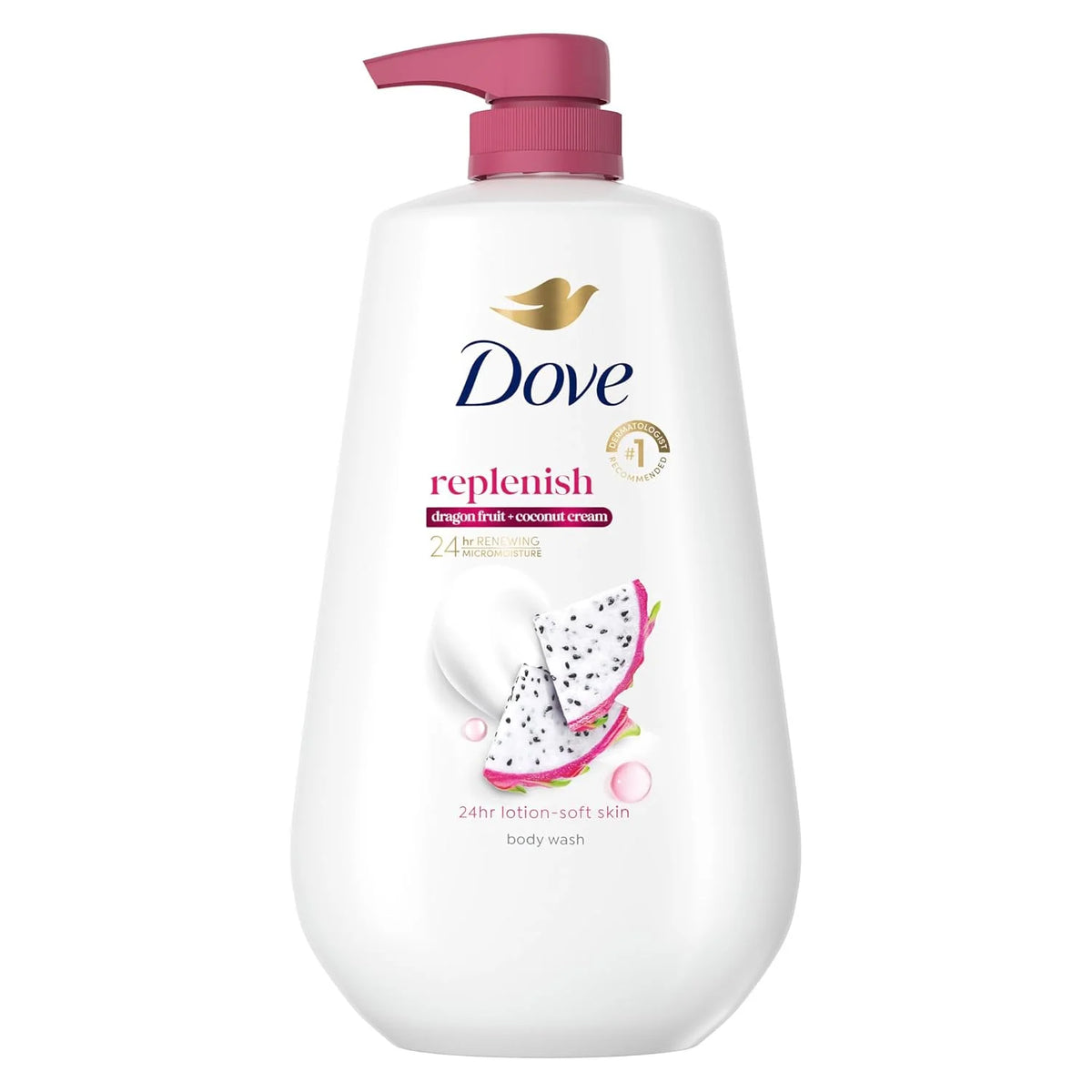 Dove 24hr Lotion Body Wash Replenish Dragon Fruit & Coconut Cream, 30.6 oz | Moisturizing body wash with MicroMoisture for dry skin